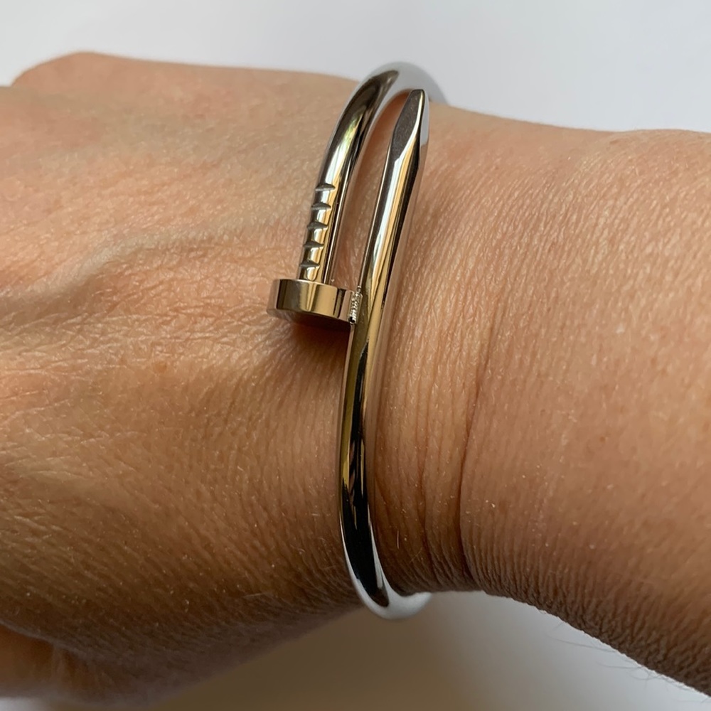 Stainless Steel twisted curved Nail bangle bracelet hinged Juste Un Clou new